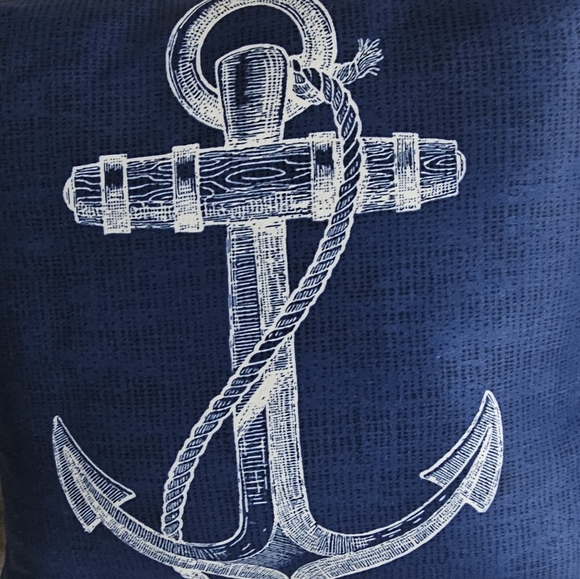 Nautical Anchor Throw Pillow - Navy - Picture 2 of 7